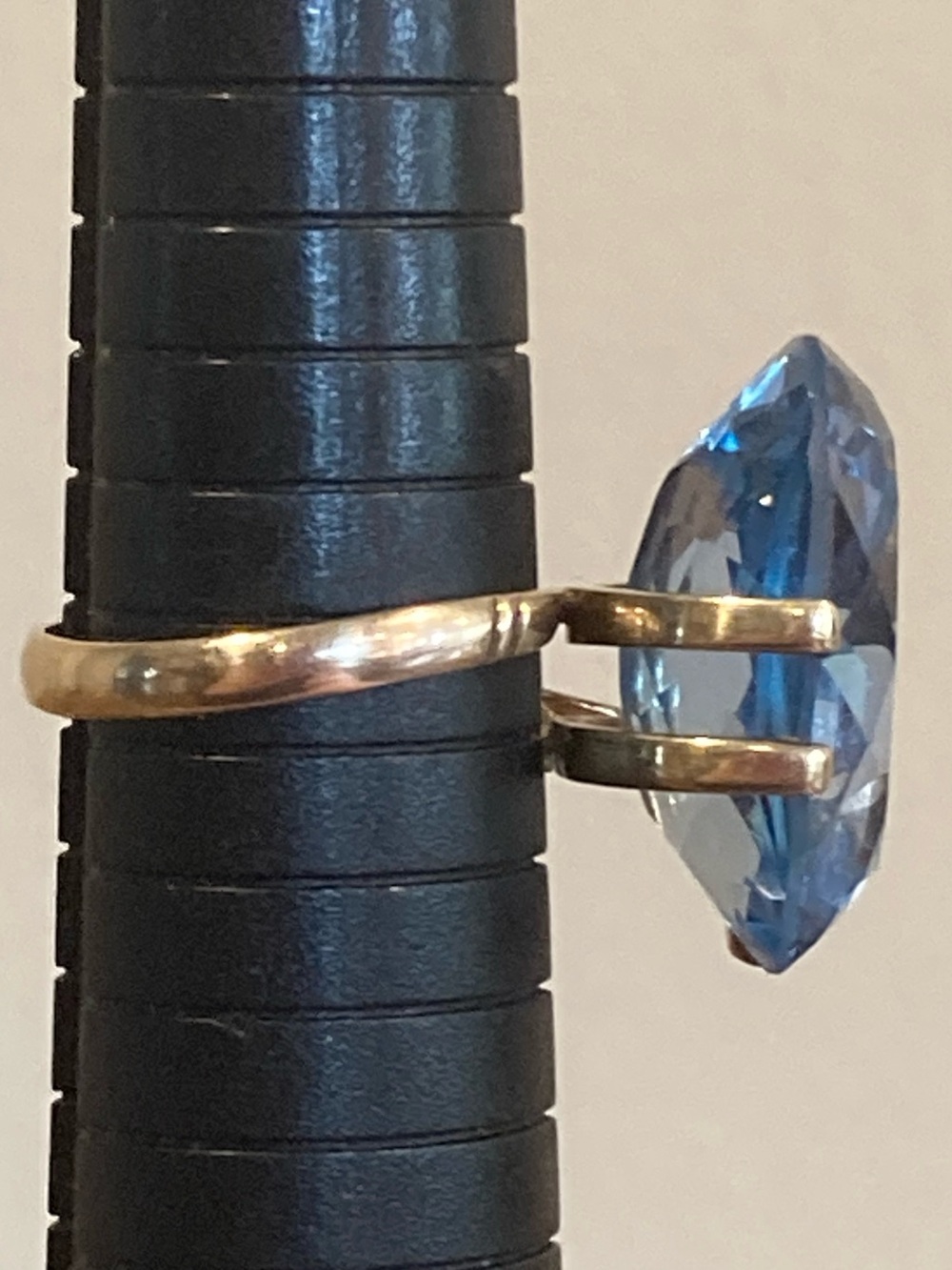 Vintage 14K Gold Abstract Ring Large Blue Oval Gemstone • Size 8.25 • 11 Grams - Picture 11 of 17